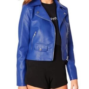 Damen Biker-Lederjacke in Blau