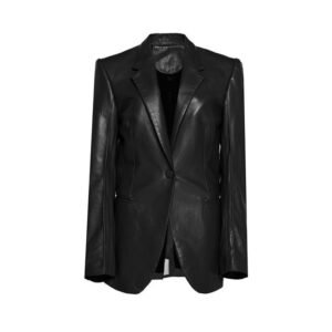 Damen-Blazer aus schwarzem Designer-Leder