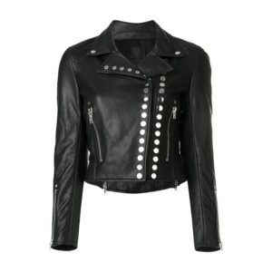 Schwarze, stylische Lederjacke für Damen