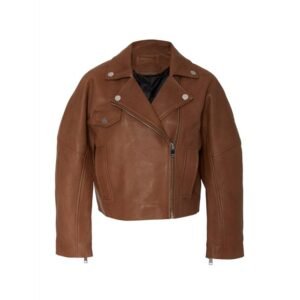 Braune gewachste Lederjacke für Damen