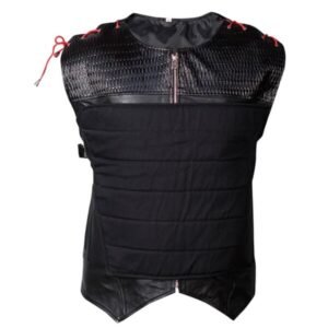 Lange schwarze Leder-Motorradweste für Damen