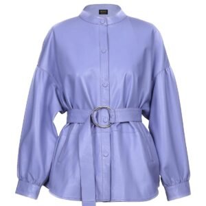 Damen-Hemdjacke aus Lammleder mit Gürtel in Lavendel