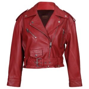 Schwarze Damen-Bikerjacke aus Lammleder
