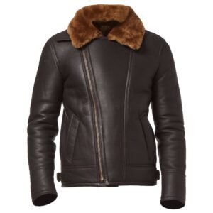 Asymmetrische Fliegerjacke aus Leder und Pelz