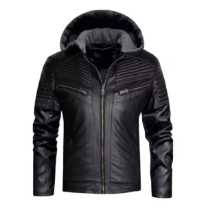 Retro-Hoodie aus 100 % echtem Leder für Herren