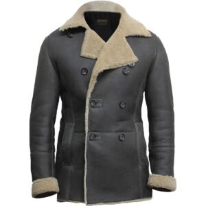 Ralph zweireihiger Leder-Peacoat