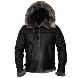 Kapuzenpullover aus Shearling-Leder