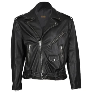 Herren Biker-Lederjacke aus Schaffell mit Gürtel