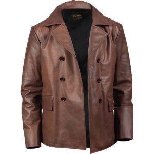 Marineblauer Leder-Peacoat