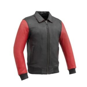 Zweifarbige Moto Bomber Herren-Lederjacke