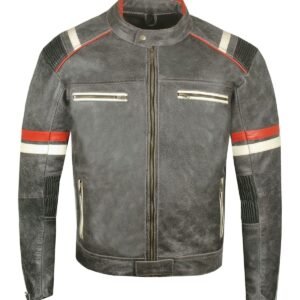 Herren Bikerjacke aus schwarzem Schaffell im Used-Look