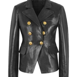 Klassische Damen-Blazer-Jacke aus Echtleder