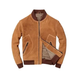 Bomberjacke aus hellbraunem Wildleder für Herren