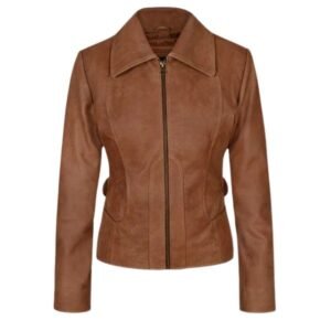 Vintage braune Lederjacke für Damen
