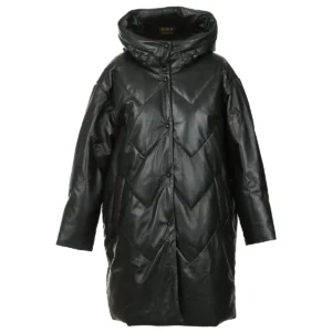 Damen Leder-Steppmantel